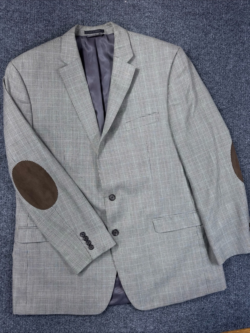 Lauren Ralph Lauren Blazer Men 48L Brown Windowpane Plaid  Elbow Patch Jacket